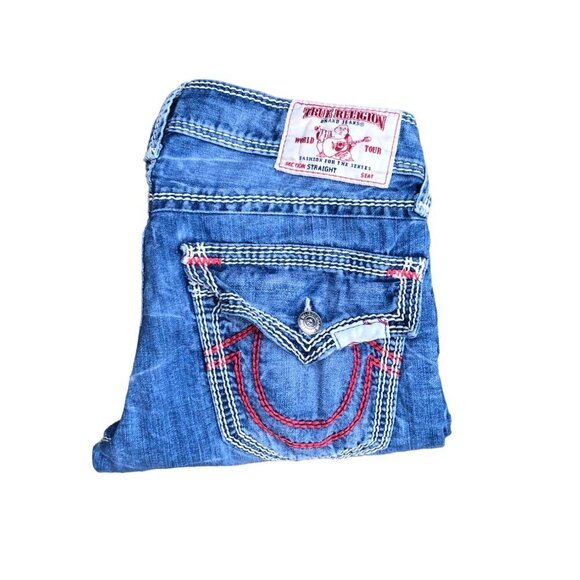 Vintage True Religion Jeans Size 32 STRAIGHT MEGA T Blue - Picture 3 of 8